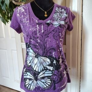 Punk Princess Butterfly & Floral Alternative Graphic Y2K Juniors Med Or Large